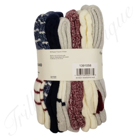 Lucky Brand Super Soft Boot Socks Women's Shoe Size: 5-10 (6-pairs Total) - Picture 1 of 3